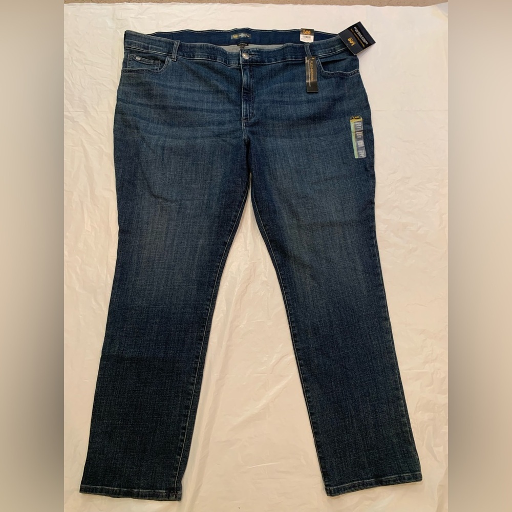 Lee Plus Straight Flex Motion Regular Fit Women's Dark Wash Jeans 30W Long